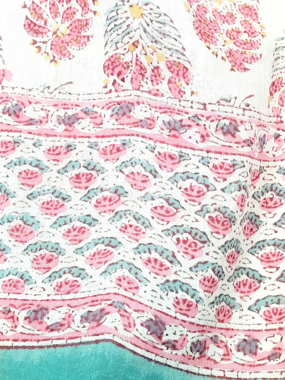 NWT Huge Indian Block Print Hand Crafted Cotton Scarf Wrap Fair Trade Floral - Picture 4 of 6